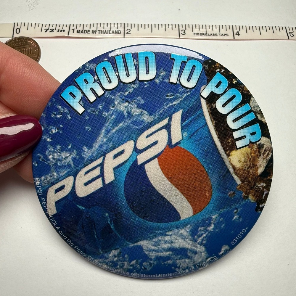Vintage Pepsi "Ask Me For a Pepsi" Button Pin‎ 3.5" Retro 1990s Soda Advertising